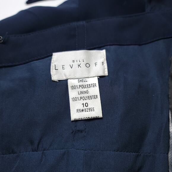 Bill Levkoff Pleated Sweetheart Halter Chiffon Bridesmaid Navy Dress, Size 10 - Picture 10 of 11